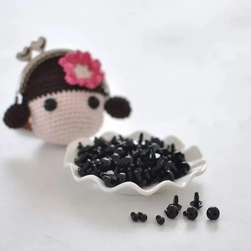 50 Pcs Safety Eyes, Craft Black Doll Eyes for Amigurumi Doll, Crochet Toy and Stuffed Animals (8 - 10 -12 - 14 - 16 mm, 5 Sizes)