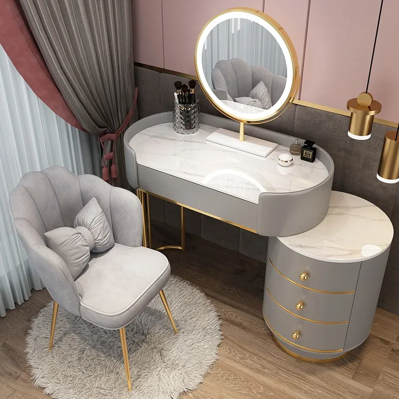 

Modern Led Light Dressing Table Vanity Design Girl Mirror Drawer Dressing Table Bedroom Classic Penteadeiras House Accessories