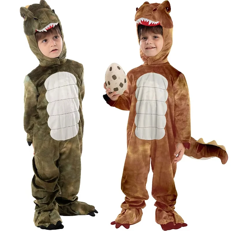 

Children Dinosaur Cosplay Costume Toddler Tyrannosaurus Stage Show Role Play Hooded Romper Jumpsuit