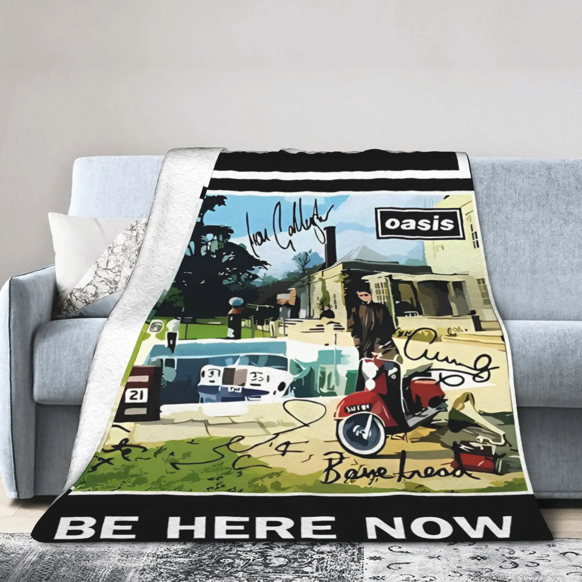 Sign Rock Band British Albums Flannel Blanket O-Oasis Customized Throw Blanket for Home Hotel Sofa  125*100cm Bedspread