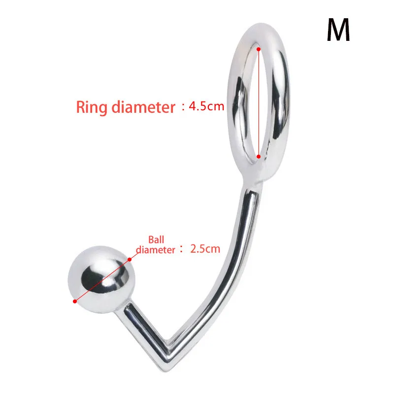 Stainless Steel Metal Anal Hook with Penis Ring For Male Anal Plug Penis Chastity Lock Fetish Cock Ring