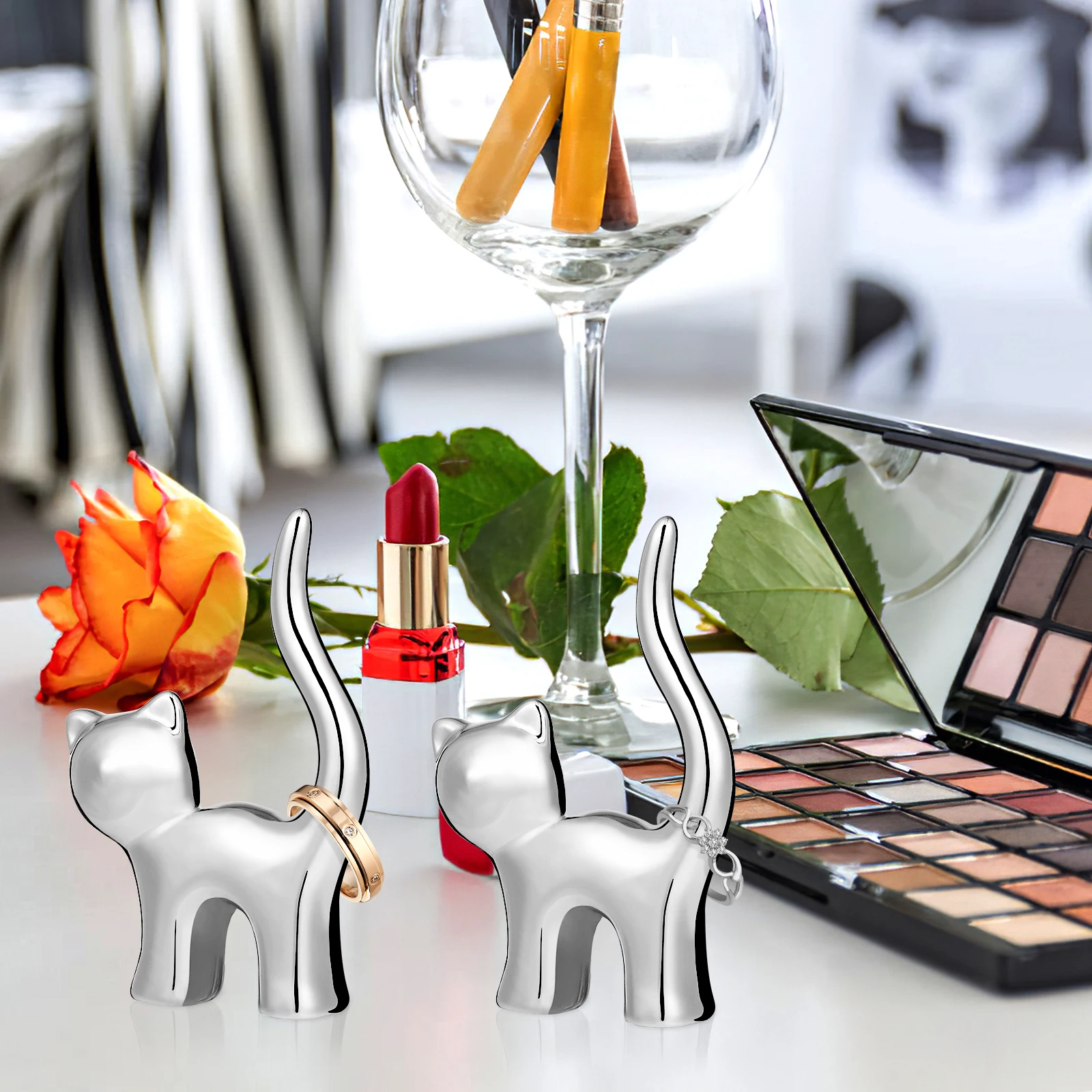 

Cats Ring Tray Gift Earrings Organizer Christmas Girls Ceramics Jewellery Trinket Dish