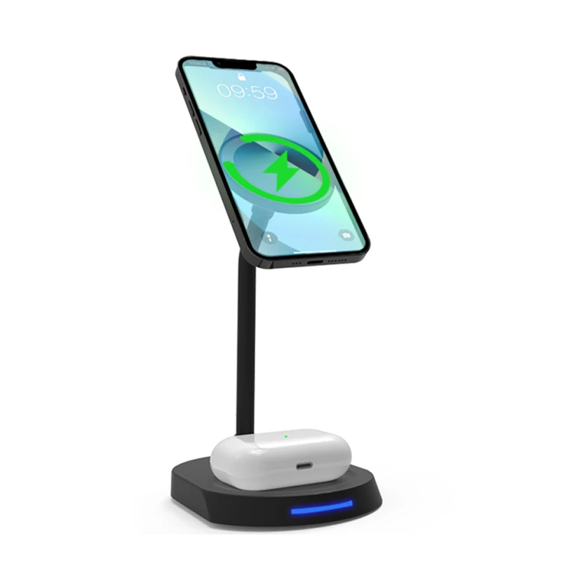 

Mobile Phone Holder Magnetic Flat Put Cell Phone Earphone Wireless Charging Fast Charging 2 in 1 Wireless Charging