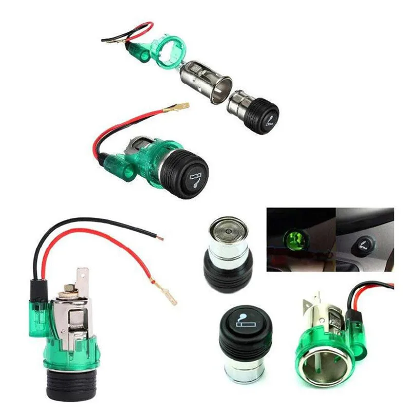 12V 120W car cigarette lighter socket female socket modification cigarette lighter assembly with light marine power socket