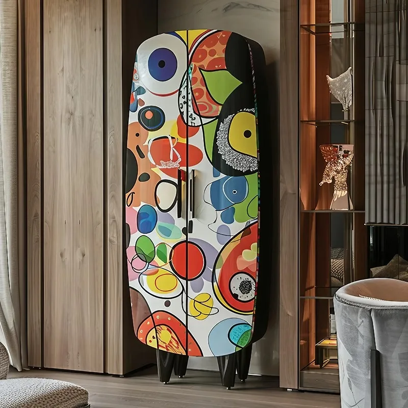 

Pop Art Painted Decorative Cabinet Original Design Storage Cabinet
