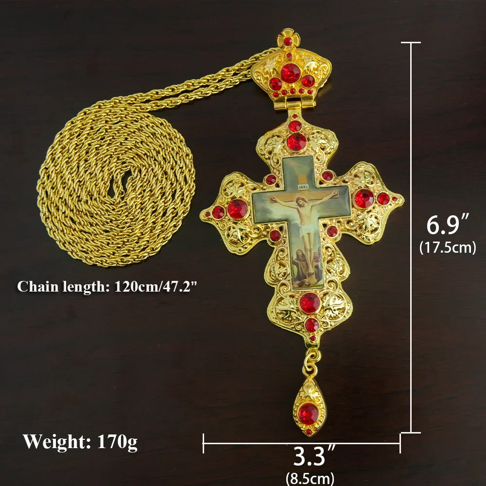 HTISOK Eastern Orthodox Cross Necklace Church Bishop\'s Pectoral Cross Pendant for Priest Ordination Orthodox Cross Pendant
