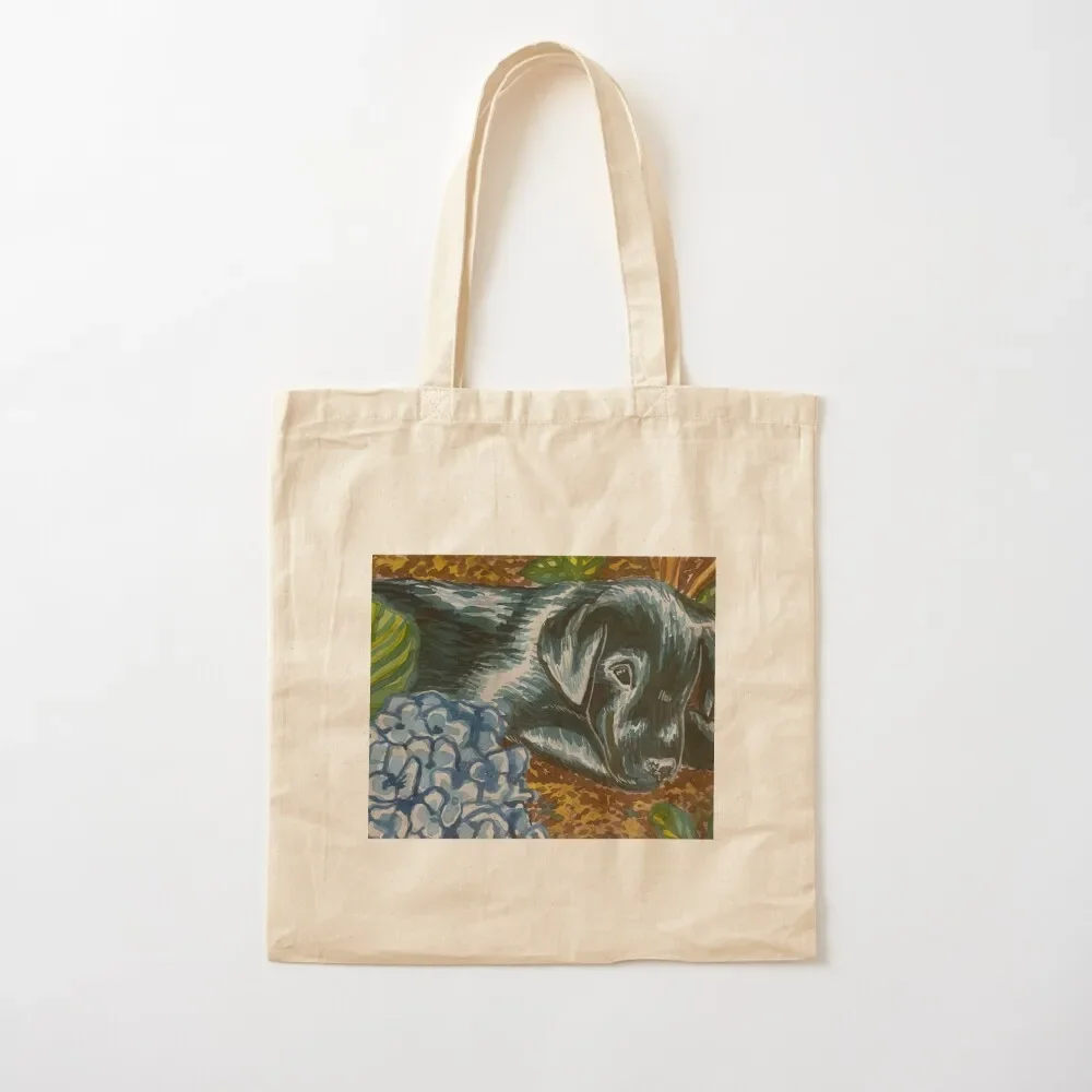 Black Lab Among the Hydrangeas Tote Bag custom bags women bag free delivery bags Eco bag