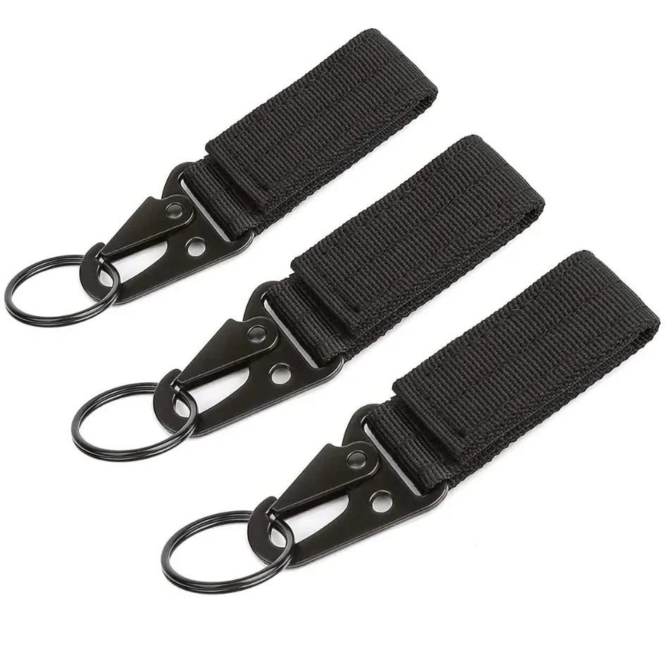 1 Pcs Outdoor Keychain Tactical Nylon Gear Clip Key Ring Holder Hunting Belt Keychain for Camping Hiking Cycling Attachment