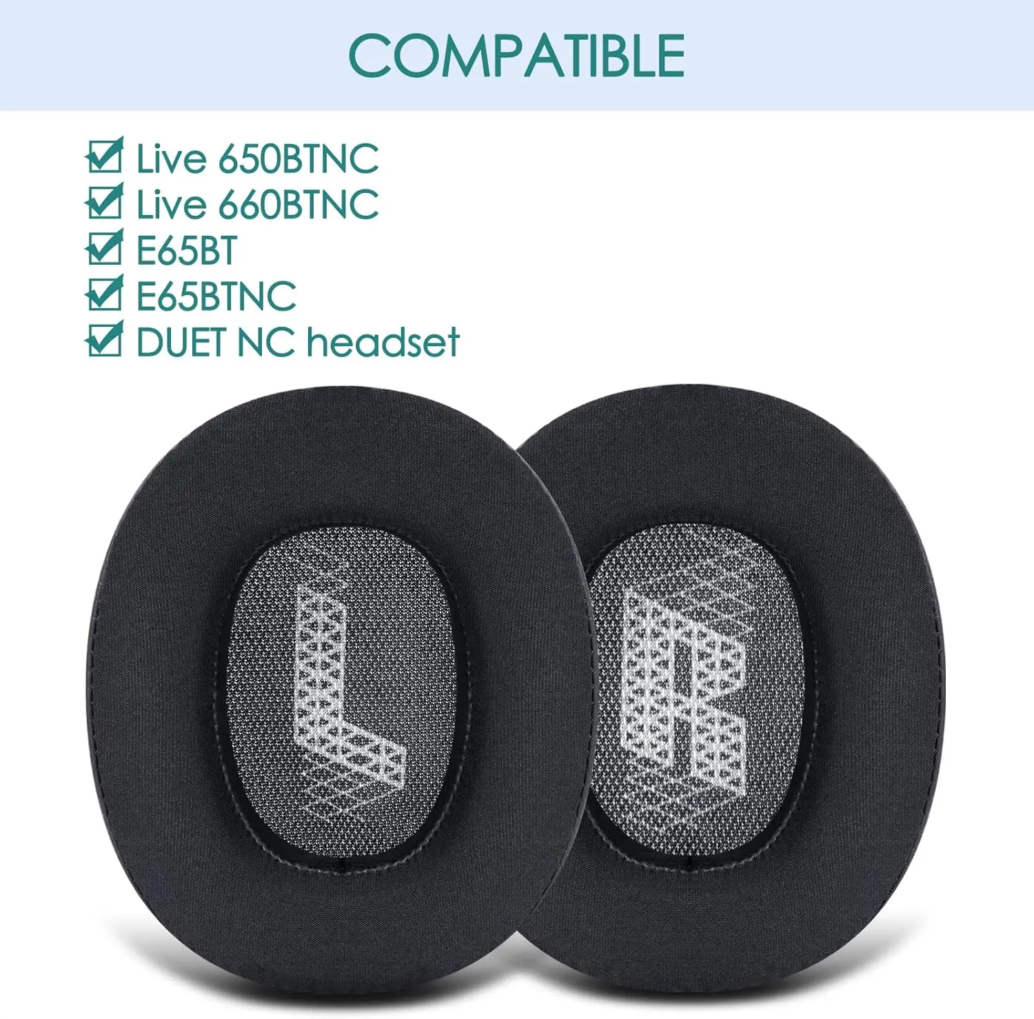 JBL 라이브 650 쿨링 젤 교체 이어 패드, 650/660BTNC E65BTNC 헤드폰, 메모리 폼 및 통기성 이어 패드