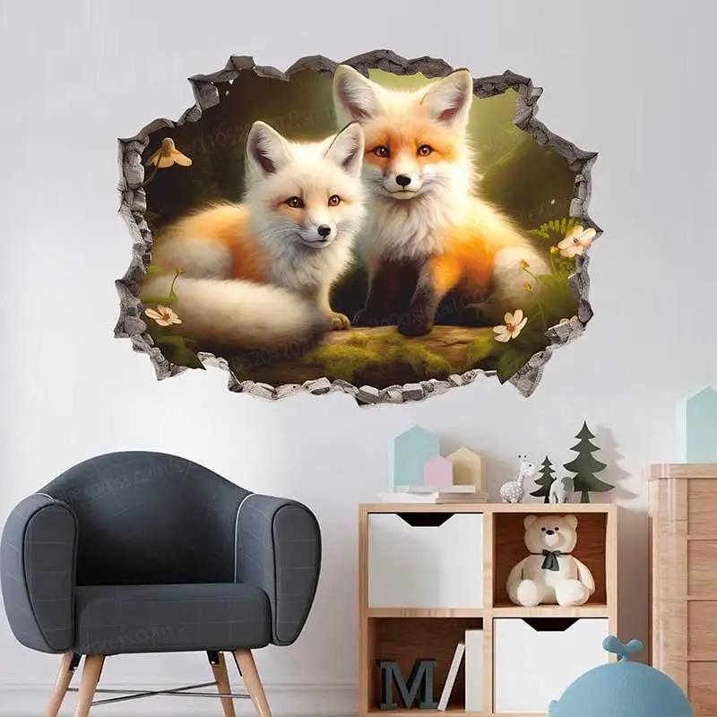 Red Fox Wall Decals - Stickers for Living Room Sofa Background Children's Room Car Decorative Art - Fox Wall Art AA280