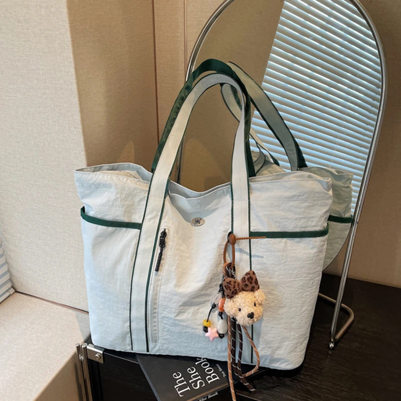 

Сумка-тоут с несколькими карманами, корейская спортивная сумка для спортзала, большая нейлоновая сумка через плечо, легкая простая повседневная сумка для поездок на работу, сумка для хранения вещей для занятий йогой.