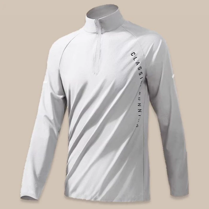 Half-zip Training Clothes Men Long-sleeved Quick-drying Cycling Sports Track Field Sports T-shirt Tops Running Fitness Clothes