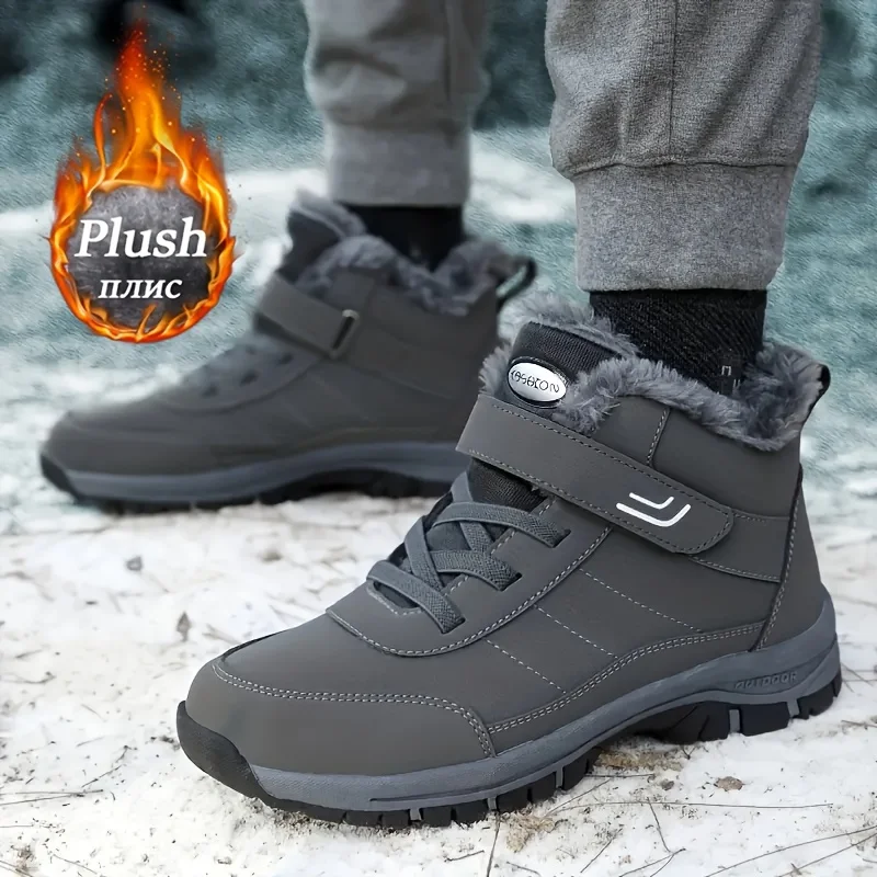 Women Winter Plush Lined High Top Snow Boots Adjustable Hook Loop Ankle Booties Waterproof Wear-resistant Upper Non Slip Deep Lug Sole Warm Thermal Hiking Boots for Outdoor Snow Walking Daily Casual Wear Red Black Gray Multiple Colors Available