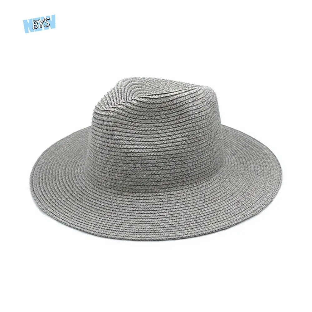 

Classic Large Panama Jazz Hat Wide Brim UV Protection Panama Straw Hat Solid Color Sun Hat British Dress Hat Outdoor