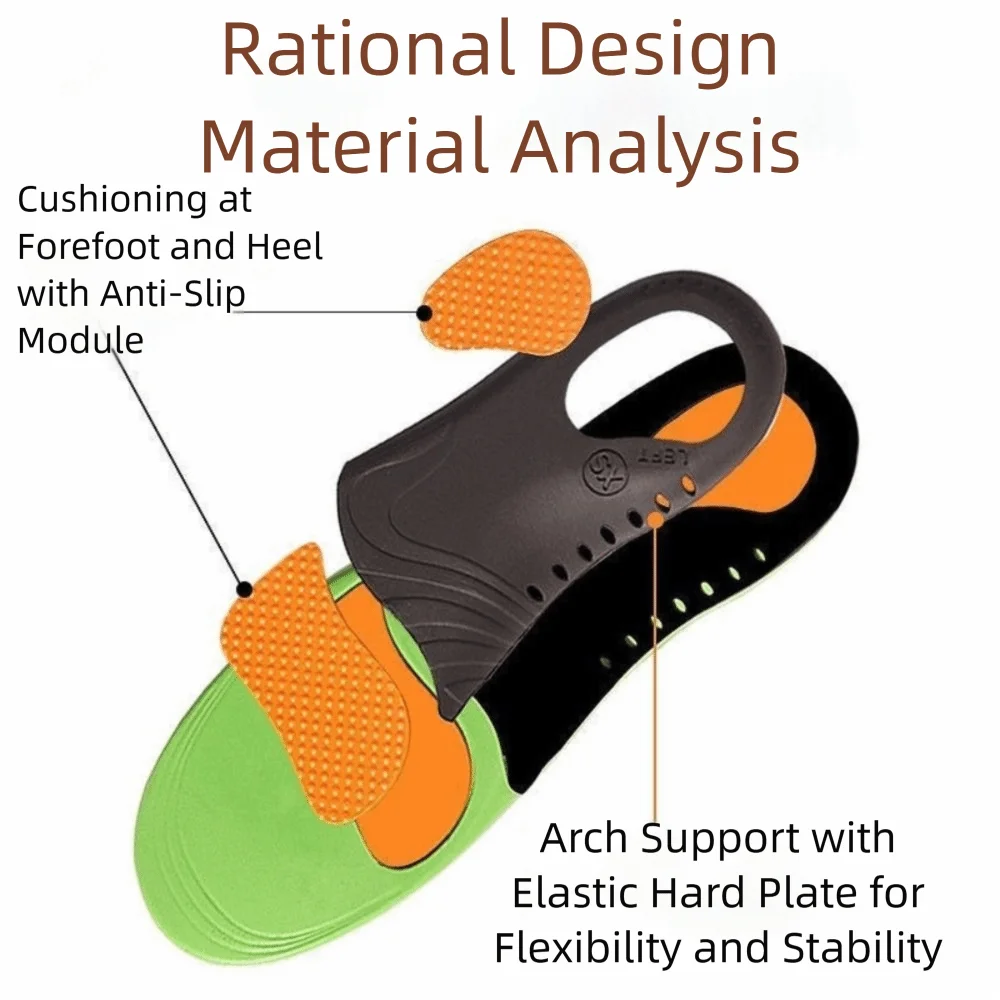 High Elastic Cushion Orthopedic Insoles Flat Arch Support Cuttable Design X/O Leg Correction Arch Foot Pad Sport Arch Support