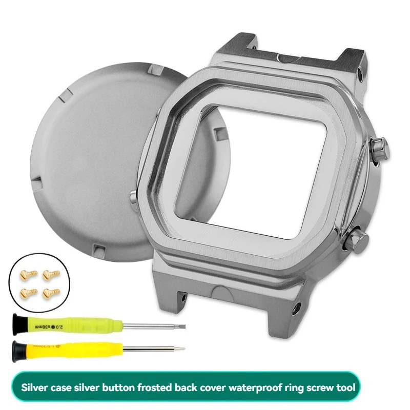 DW-5600 Mod Kit For Casio dw5600 Metal Inner shell+back coverScrew Waterproof Ring Men Stainless Steel Inner Shell Matching tool