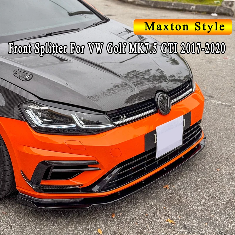

MAXTON Style CS Style Front Splitter for VW Golf MK7 R R-Line 2012-2020 Car Front Bumper Lip Chin Spoiler Splitter Tuning
