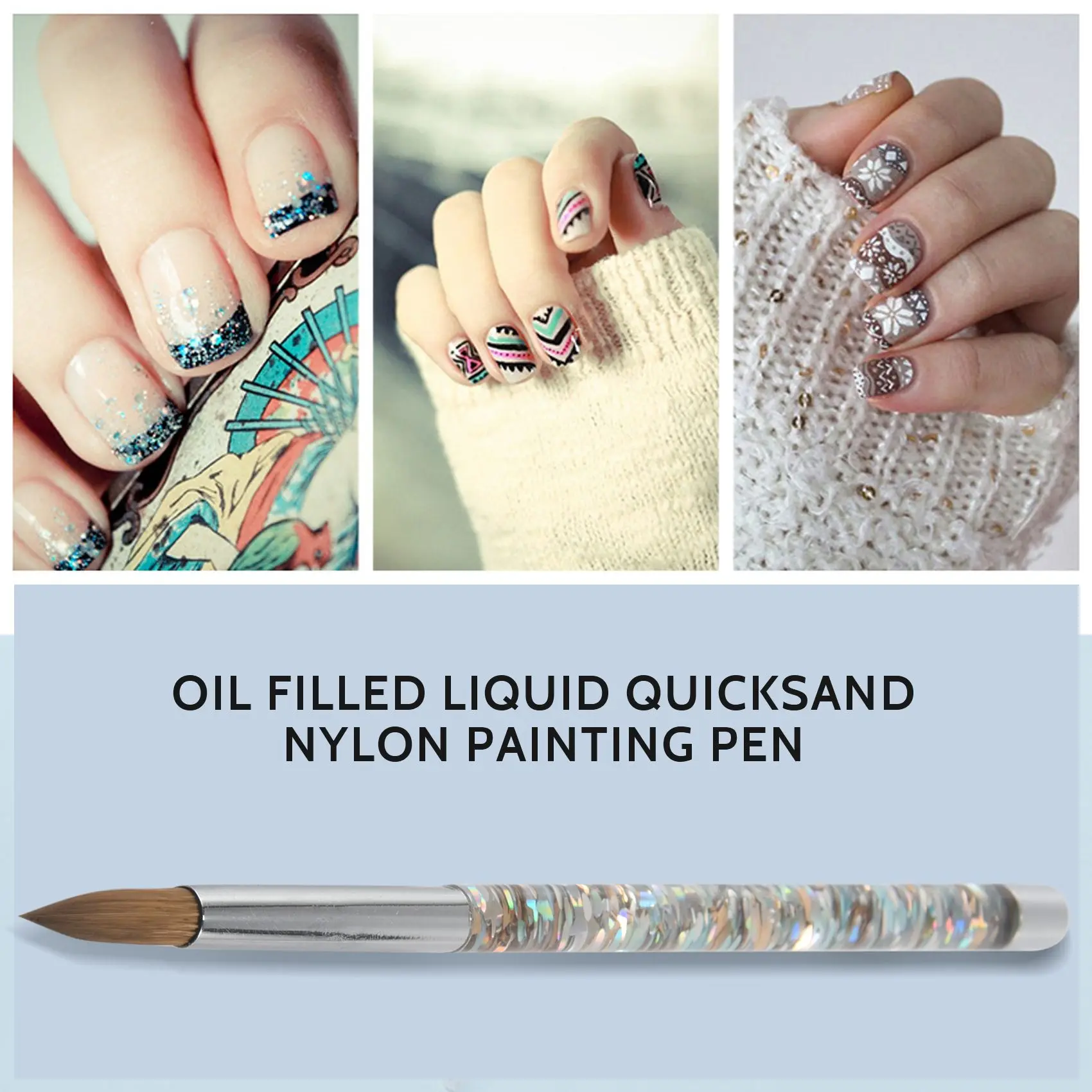 1Pc pennello per unghie acrilico Kolinsky Sable in oro rosa con pennello per Nail Art glitterato a flusso liquido per strumento per Nail Art 14