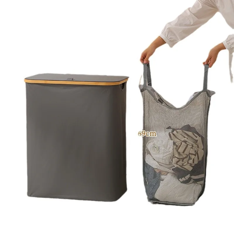 

Dirty Clothes Basket with Lid Household Fabric Waterproof Dirty Clothes Storage Basket