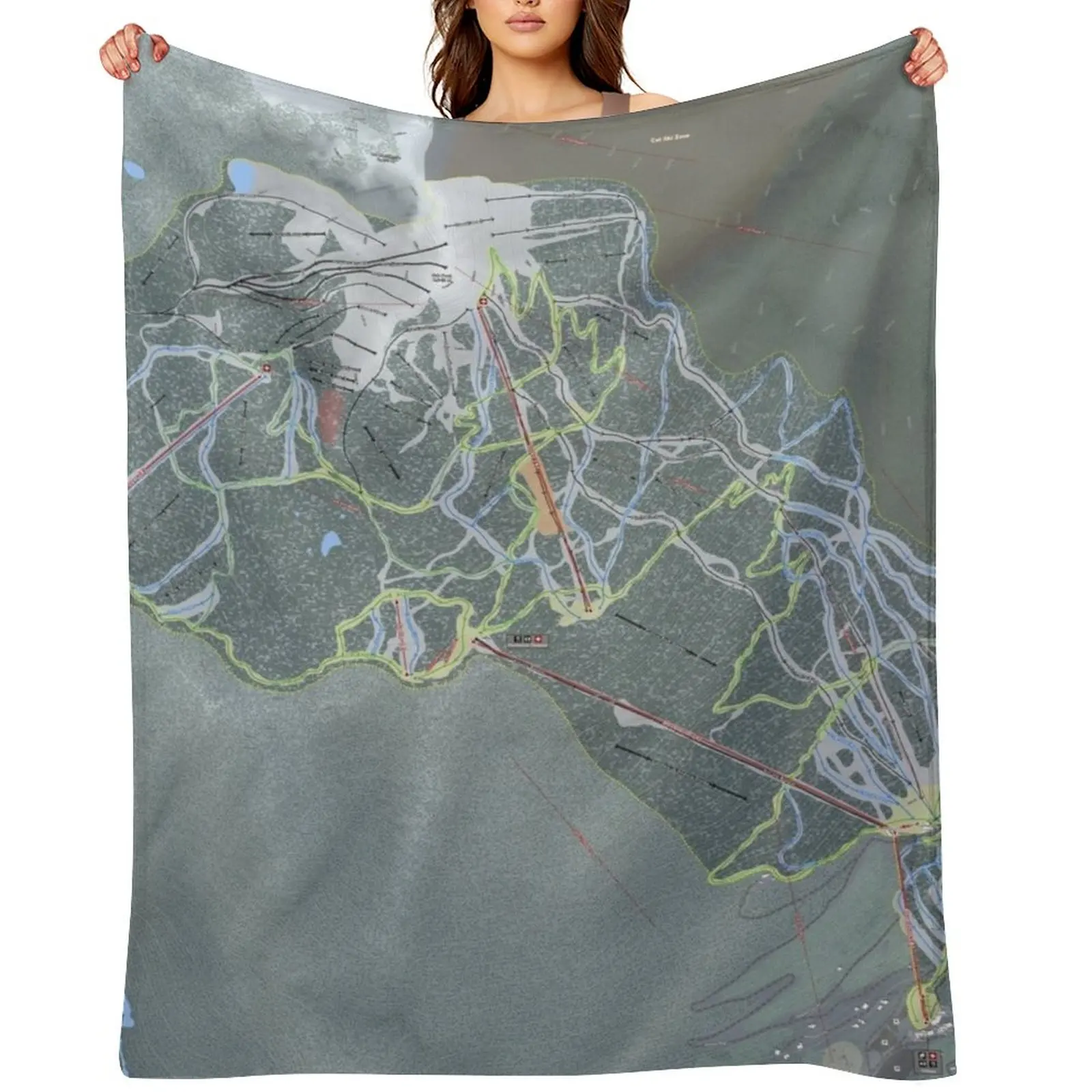 Manta decorativa de lujo de la marca Revelstoke Resort Trail Map, manta polar pesada