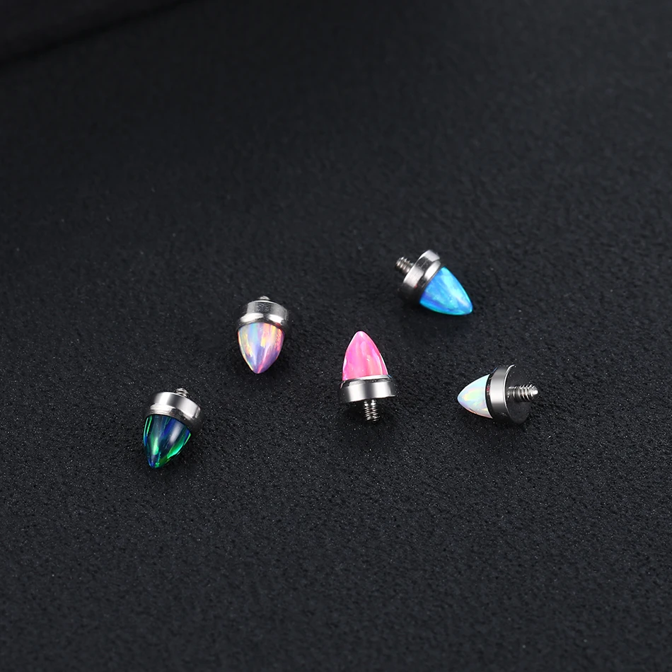 Titanium Claw Set Opal Bullet Dermal Top Piercings