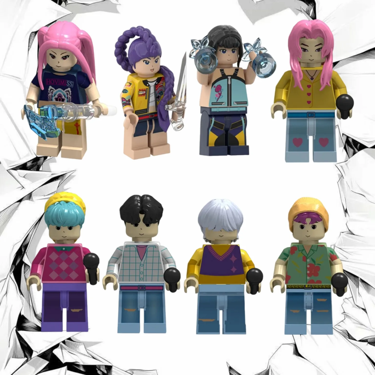 

8PCS Kpop Demon Hunters Mini Action Figure Building Blocks Toy Peripherals Desk Decoration Collection Figures Toy Christmas Gift