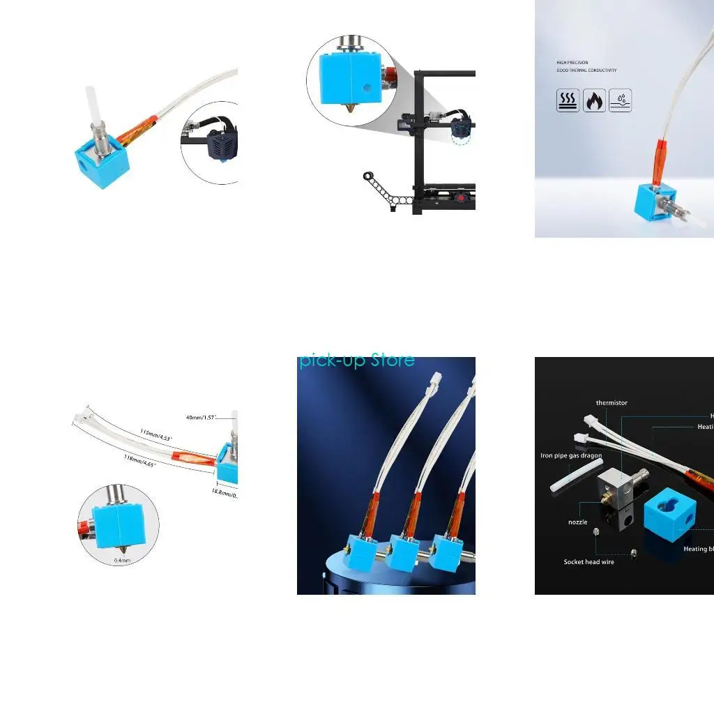 

Q5WA 3D Printer Hotend Nozzle Assembled with 40W 24V Heater Block Thermistor