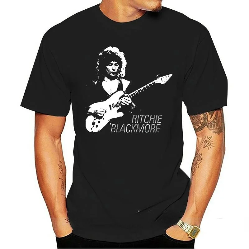 Ritchie Blackmore Black T-Shirt Roupas Masculinas Humor Hipster O-neck Pattern Comfortable Streetwear Men Clothing Novelty