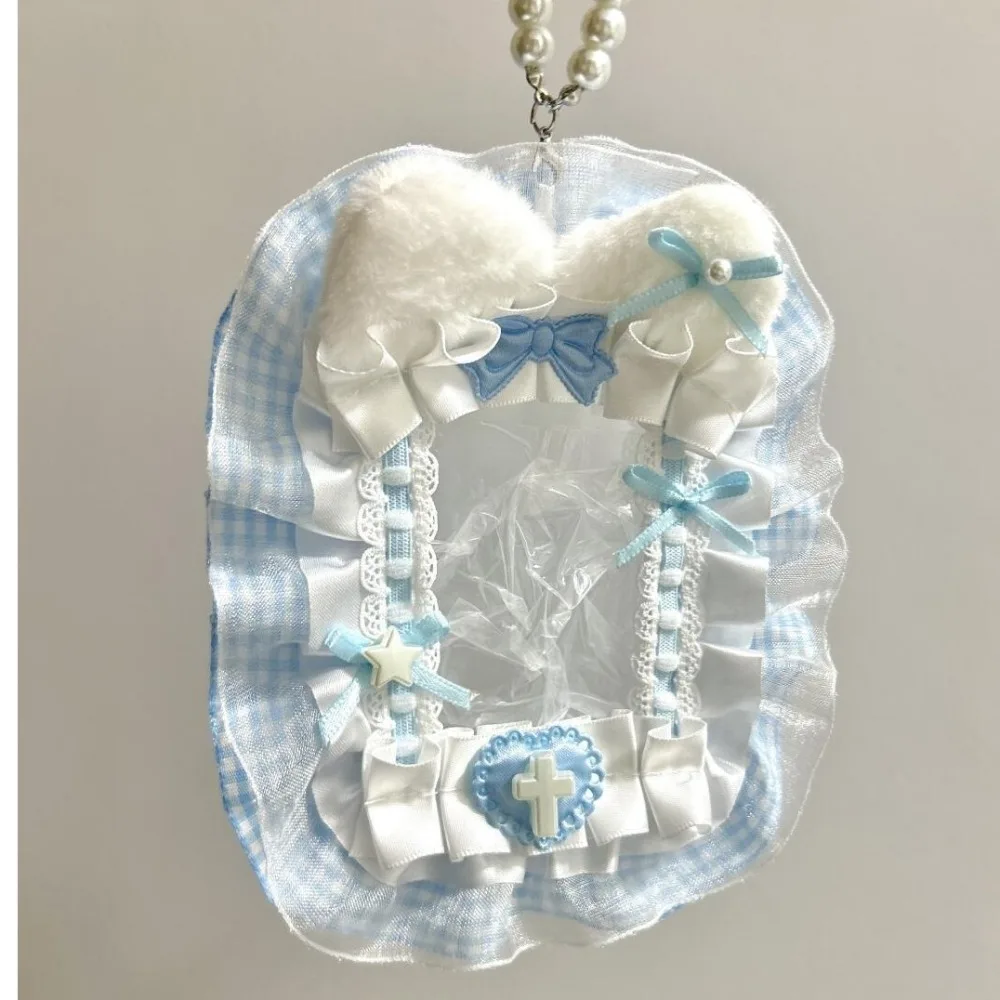 Sweet DIY Plush Card Holder Lolita with Ribbon Lace Photocard Case Anime Handmade Photo Protector Case Card