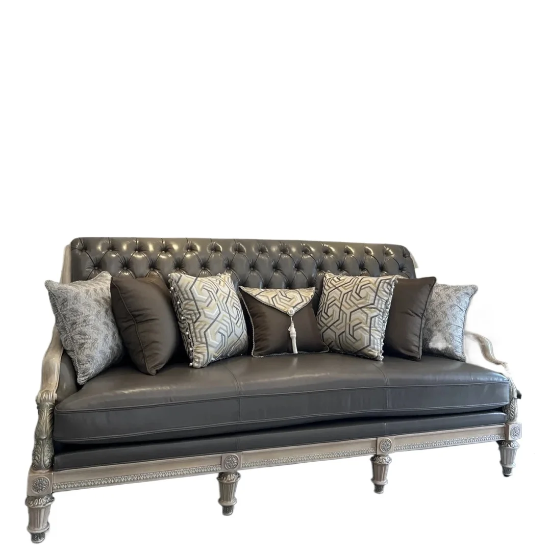 

Solid wood sofa retro living room three-person sofa chair modern simple small apartment sofa