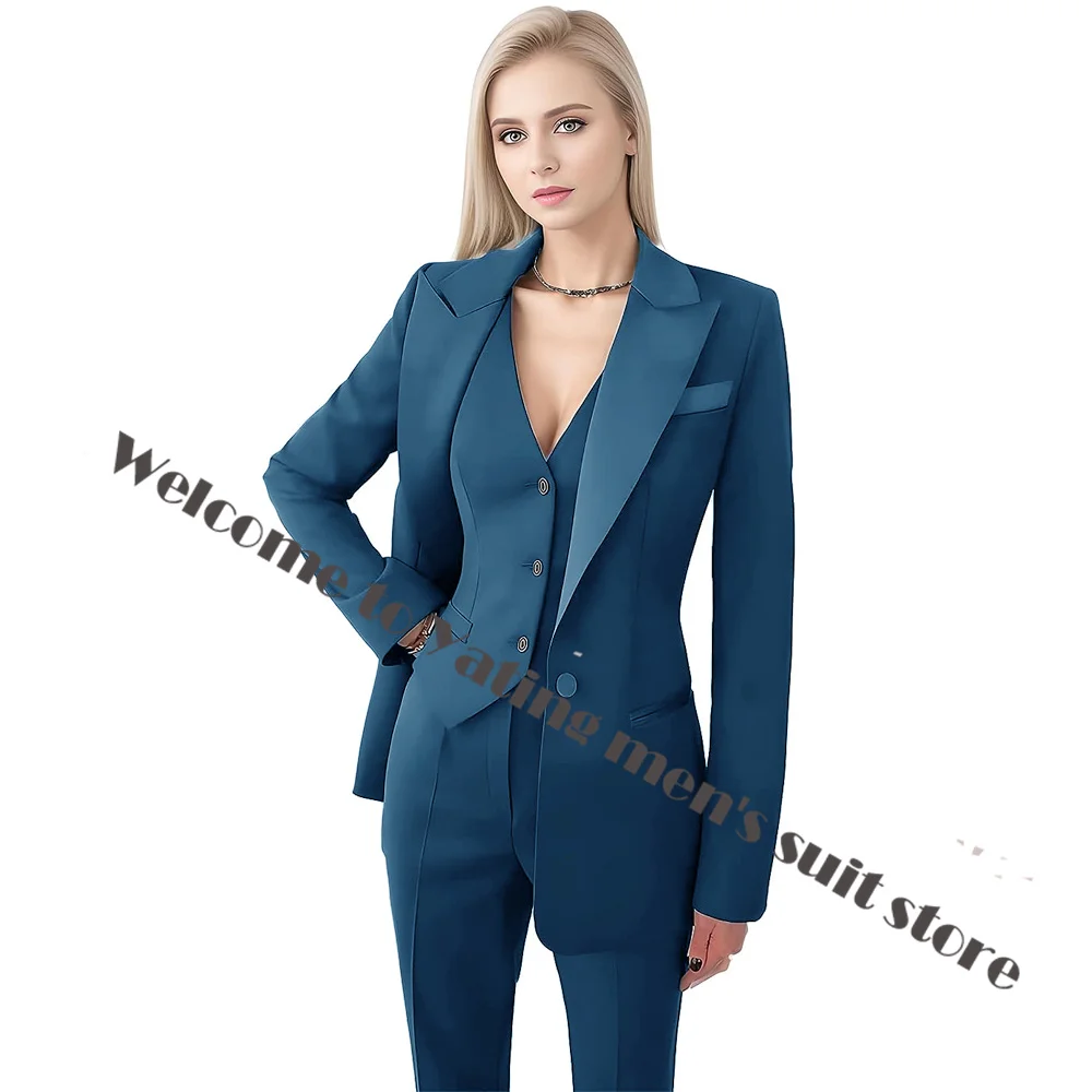 Suit for Women Formal Blazer Pants Vest 3 Piece Business Office Workwear Slim Fit Jacket Lady Fashion Outfit Tuxedo