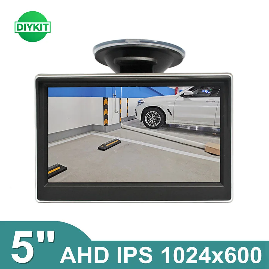DIYKIT 5inch IPS AHD Rear View Car Monitor Backup Screen with Suction Cup Bracket for MPV SUV Horse Lorry Parking Car Camera
