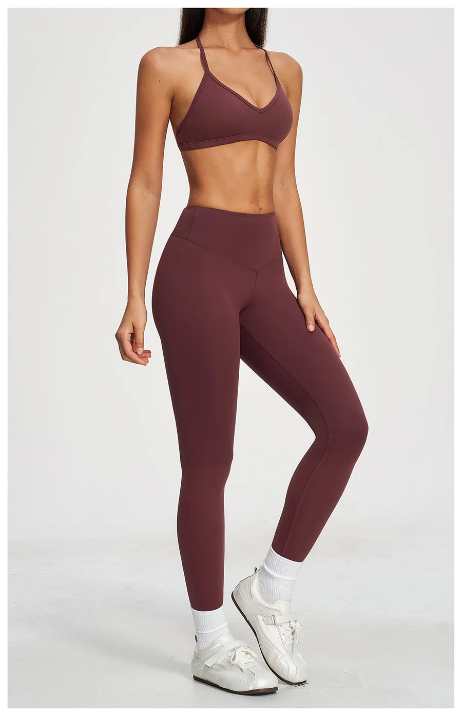 Yoga-Set 2-teilig Damen Fitness Sportbekleidung Naked Feel Sport-BH Gym Laufhose Po-Formende Leggings Workout-Outfit Activewear – Detail 27