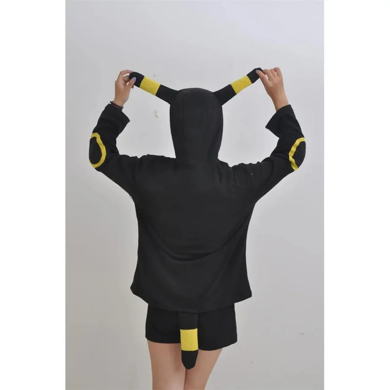 المرأة السوداء Umbreon هوديي ملابس خارجية سترة البلوز للجنسين تأثيري ازياء أفخم الحيوان هوديي الدعاوى