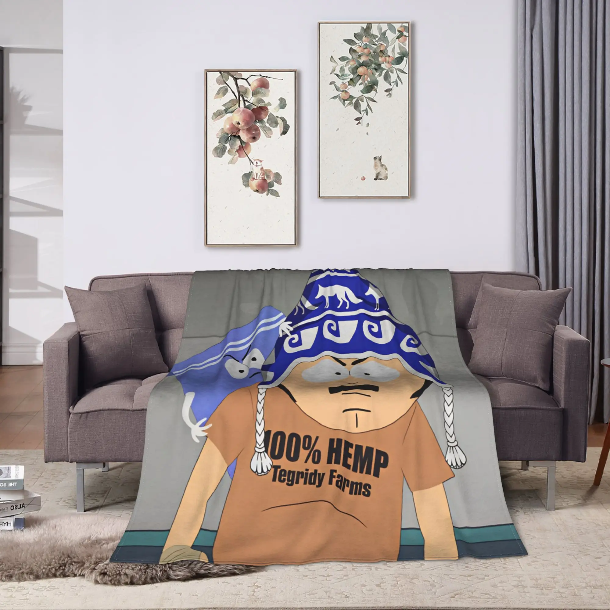 South Cartoon Park Towelie Flannel Blanket Warm Throw Blanket for Home Decor Travel Office Street Trend Bedspread Sofa Bed Cover