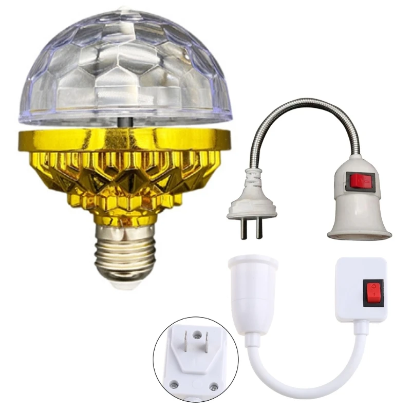 Colorful Auto Rotating Stage Lighting Effect Light E27 Bulb Plug in Dance Parties Atmosphere Lamp for Homes Club Bar