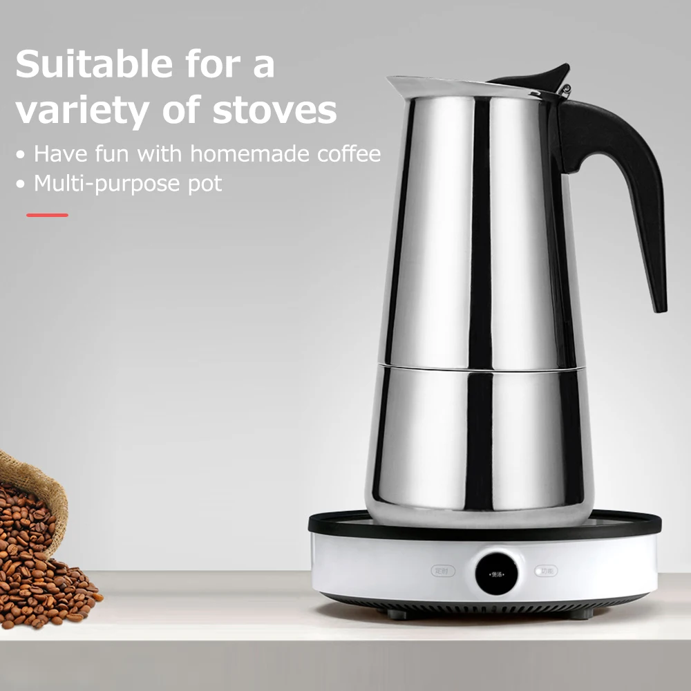 Portable Electric Coffeepot Stainless Steel Coffee Maker Electric Mocha Latte Stove Espresso Filter Pot European Coffee Cup