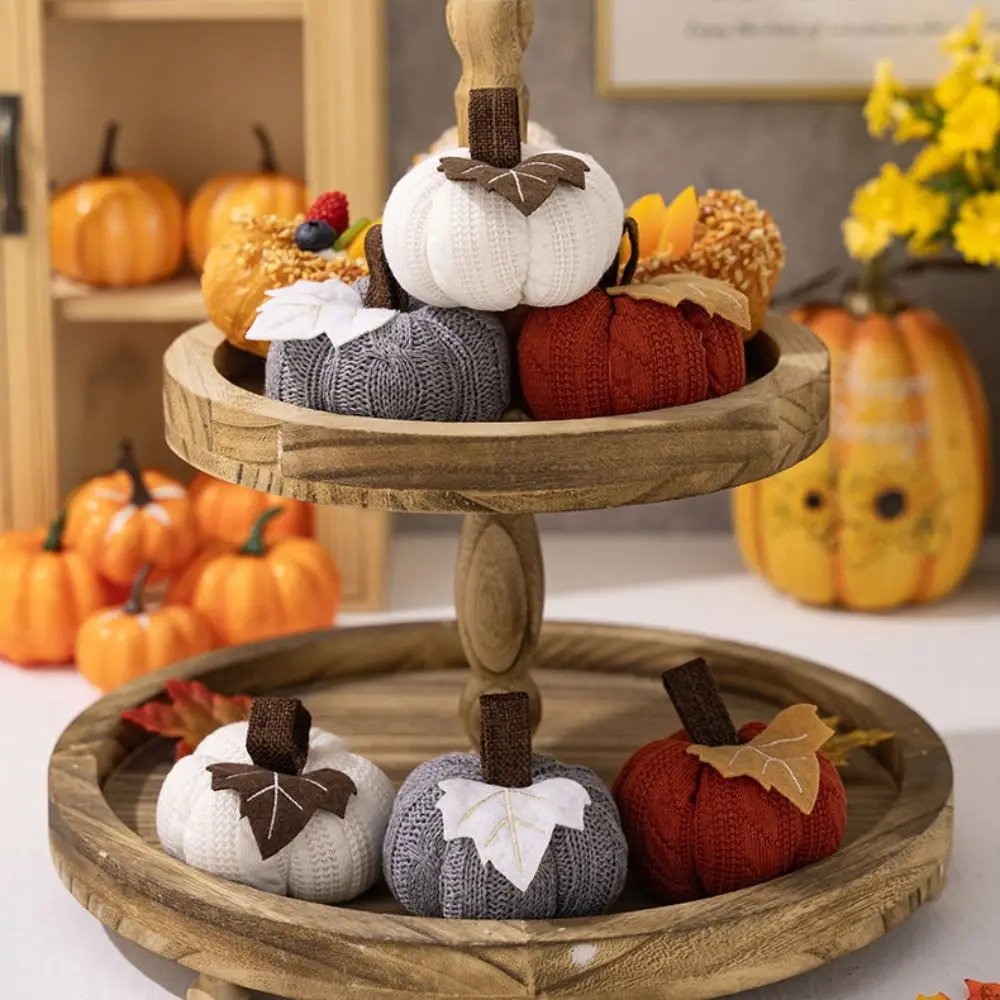 New Halloween Knitted Pumpkin Cute Party Tray Decorations Artificial Pumpkin Creativity Decor DIY Fake Pumpkin