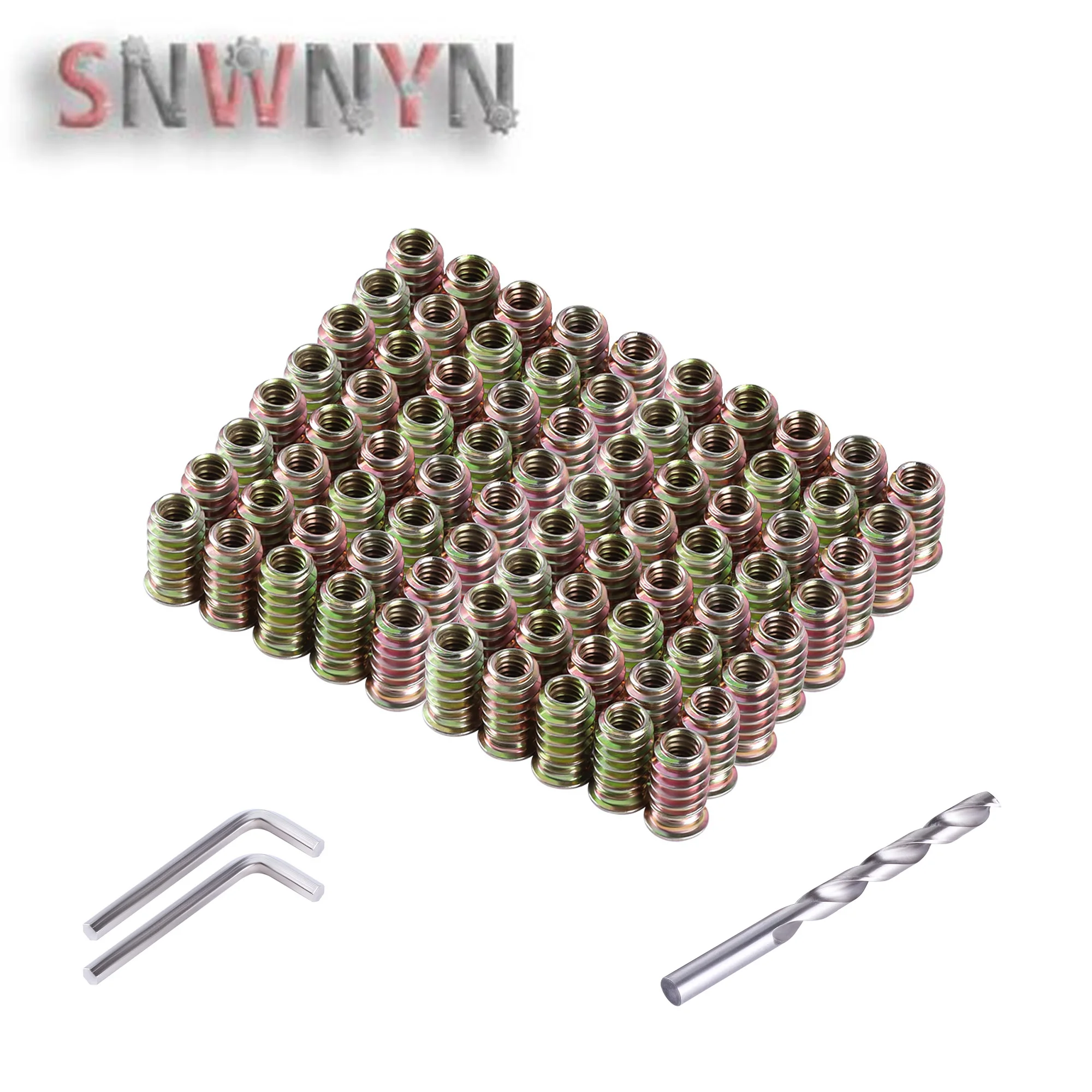 20/50/80PCS Flanged Inside Threaded Hex Drive Inserts Nuts Hex Drive Furniture Iron Nut Surface Zinc Plating For Wood Furniture