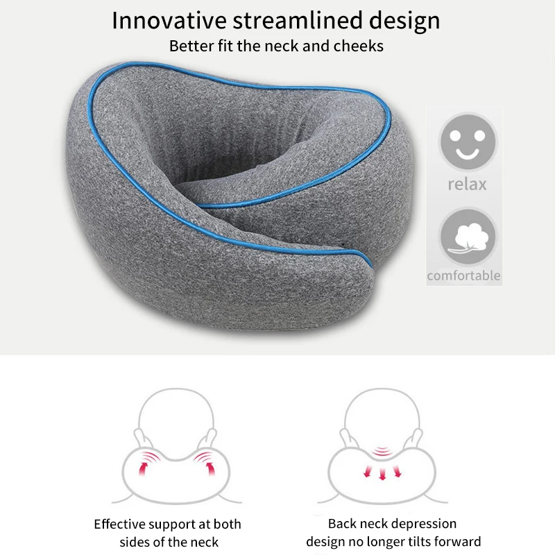 New U-Shaped Memory Foam Neck Pillow Cervical Vertebra Travel Portable Noon Break Pillow Healthcare Nap Sleep Camping Pillow