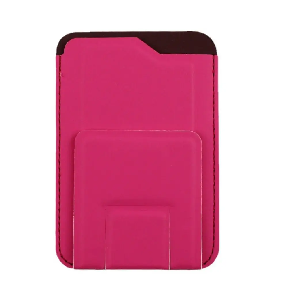 PU Leather Cell Phone Card Holder Card Case Back Sticker Phone Holder Adhesive Anti-Slip Stick-on Phone Stand