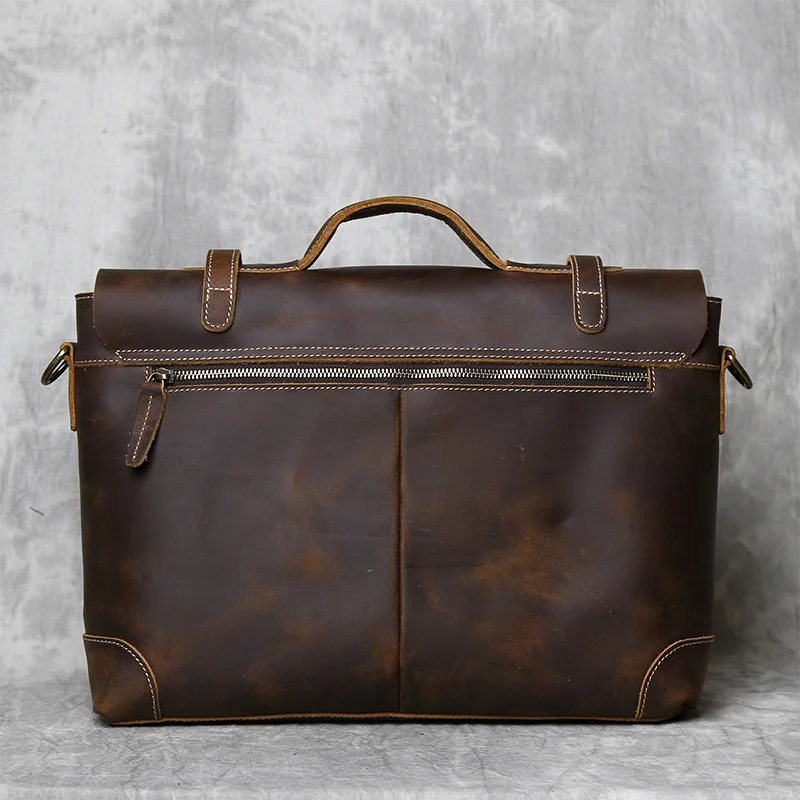 Retro Leder herren Handtasche Top Schicht Rindsleder Aktentasche Crazy Horse Leder Messenger Schulter Große Kapazität Computer Tasche NZPJ – Detail 17