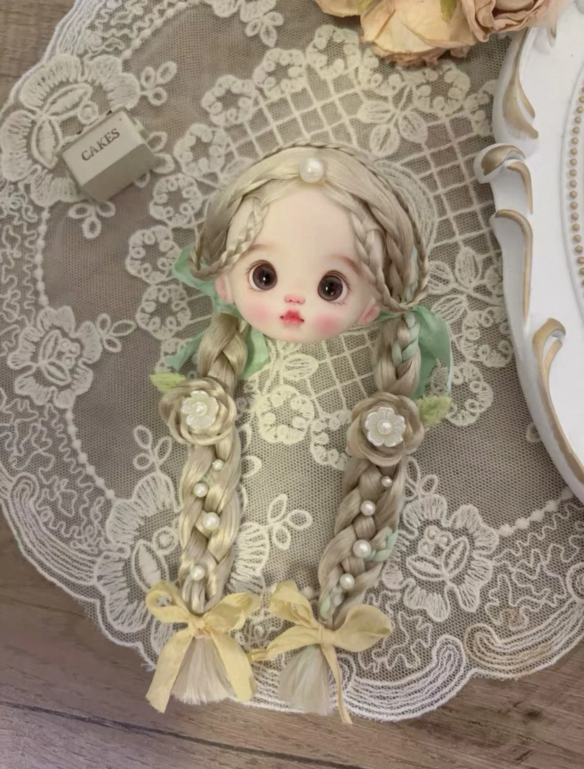 

Hair for doll 14cm ob11 wig braided hairstyle 5-6" doll hair free shipping