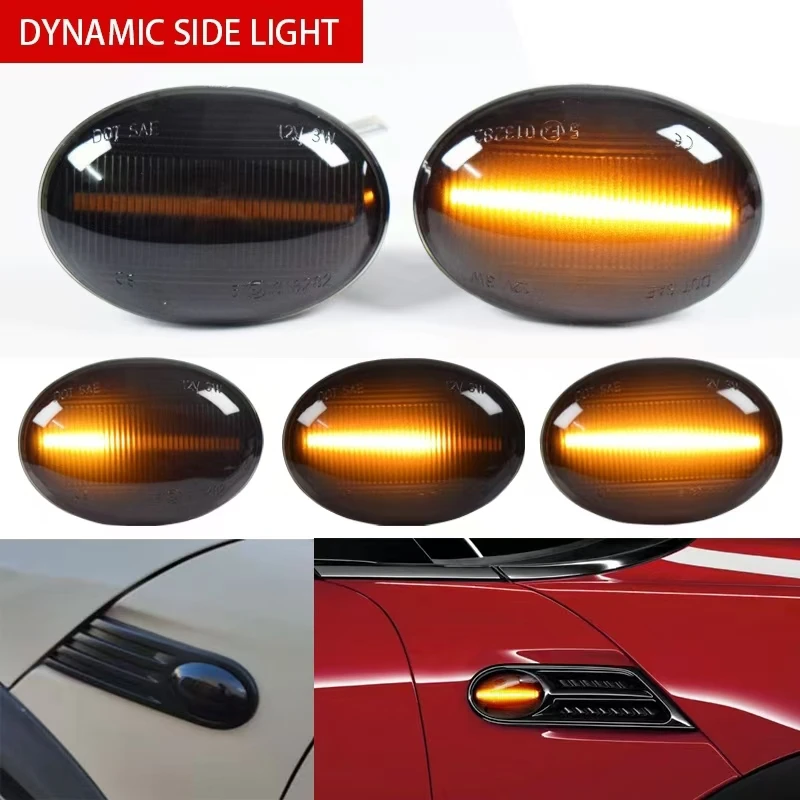 

2pcs canbus Flowing Turn Signal Light Dynamic LED Side Marker Side Indicator For BMW MINI Cooper R56 R57 R58 R59 CL-R56-LSM-SM