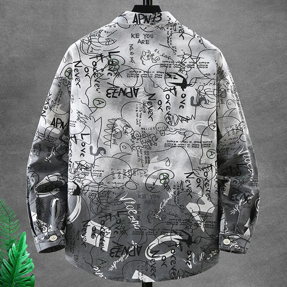 Streetwear Graffiti Jacket Men 10XL Plus Size Cargo Jacket Coat Spring Autumn Letter Graffiti Jackets Male Big Size Outerwear