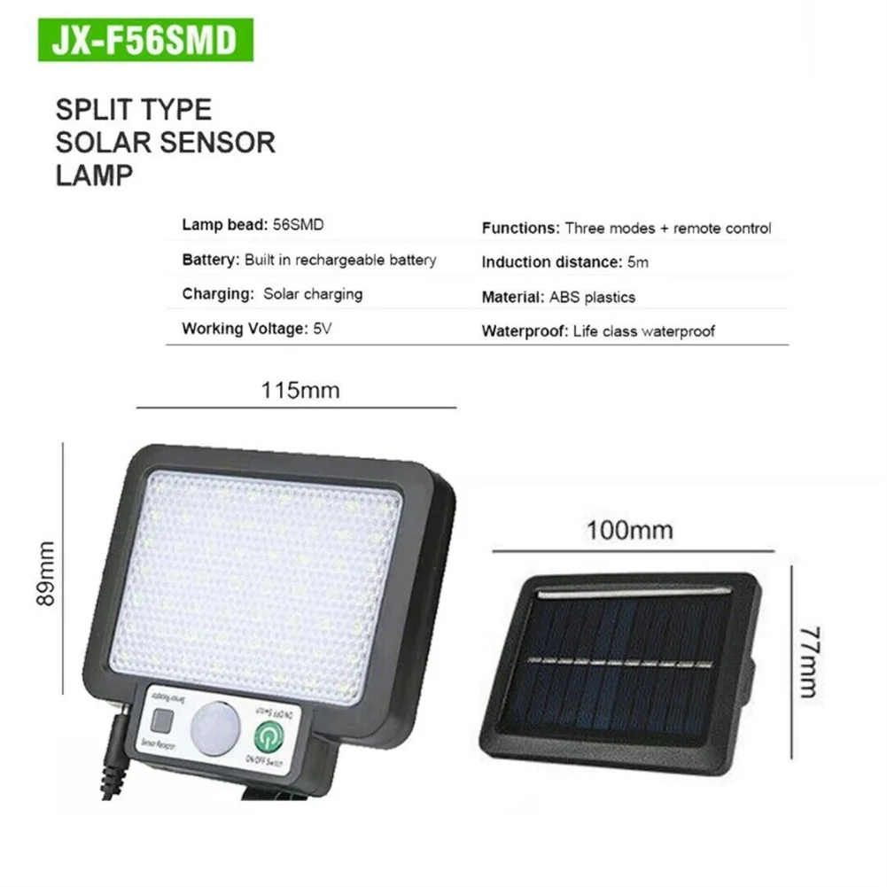 Imagem -02 - Led Solar Dividir Lâmpada de Parede Sensor de Movimento Impermeável Jardim Iluminação Pública Luz de Segurança Modos