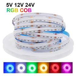 5V 12V 24V RGB lampa pasek COB LED 576LED 840LED oświetlenie liniowe elastyczna taśma o wysokiej gęstości do dekoracji wnętrz