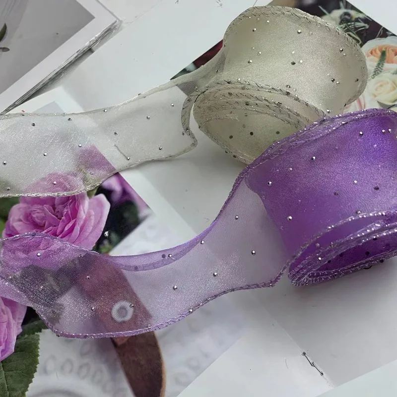 

Блестящая лента из органзы, элегантная подарочная лента, лента из пряжи «рыбий хвост», шелковистая, для аксессуаров для волос, подарочной упаковки, изготовления бантов