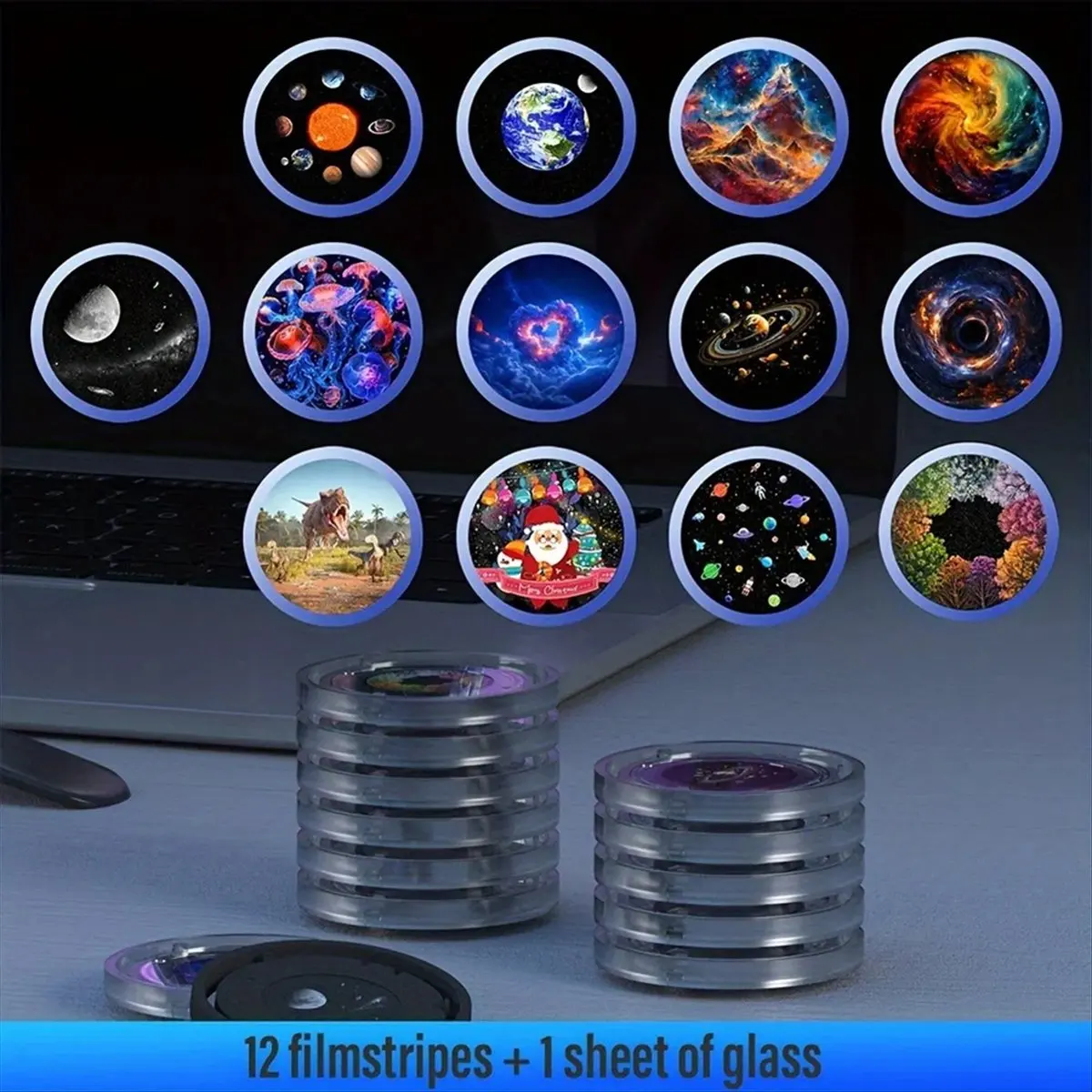 

Galaxy Star Projector with RGB Night Light & Bluetooth Speaker USB LED Moon Lamp 13 slides for Bedroom Gaming Room Kids