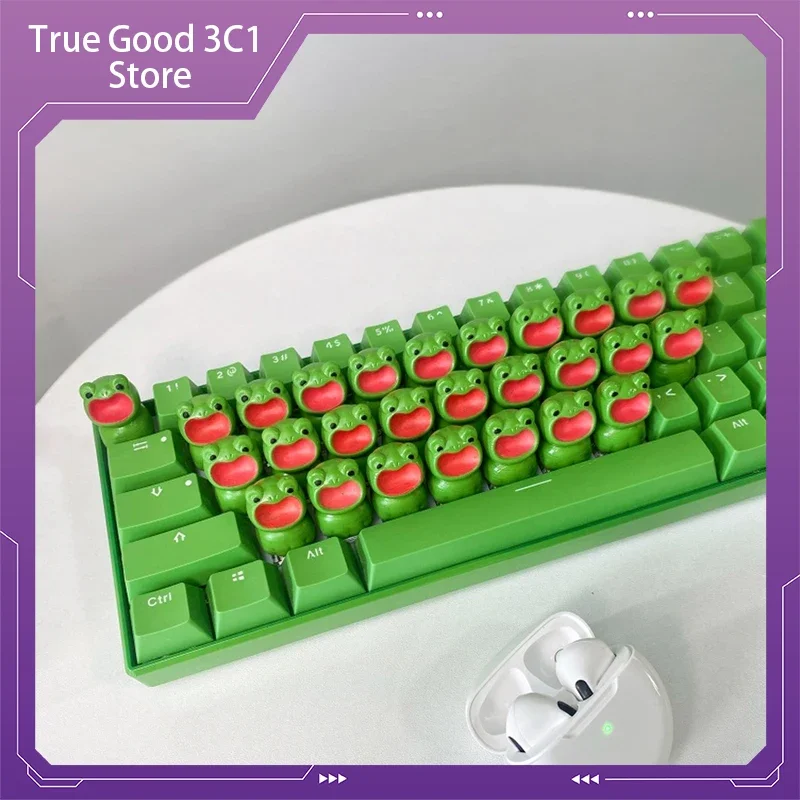 Custom Keyboard Usb Green Wired Mechanical Keyboard Tea Axis Computer Peripheral 3d Keyboard Cartoon Internet Celebrity Gift